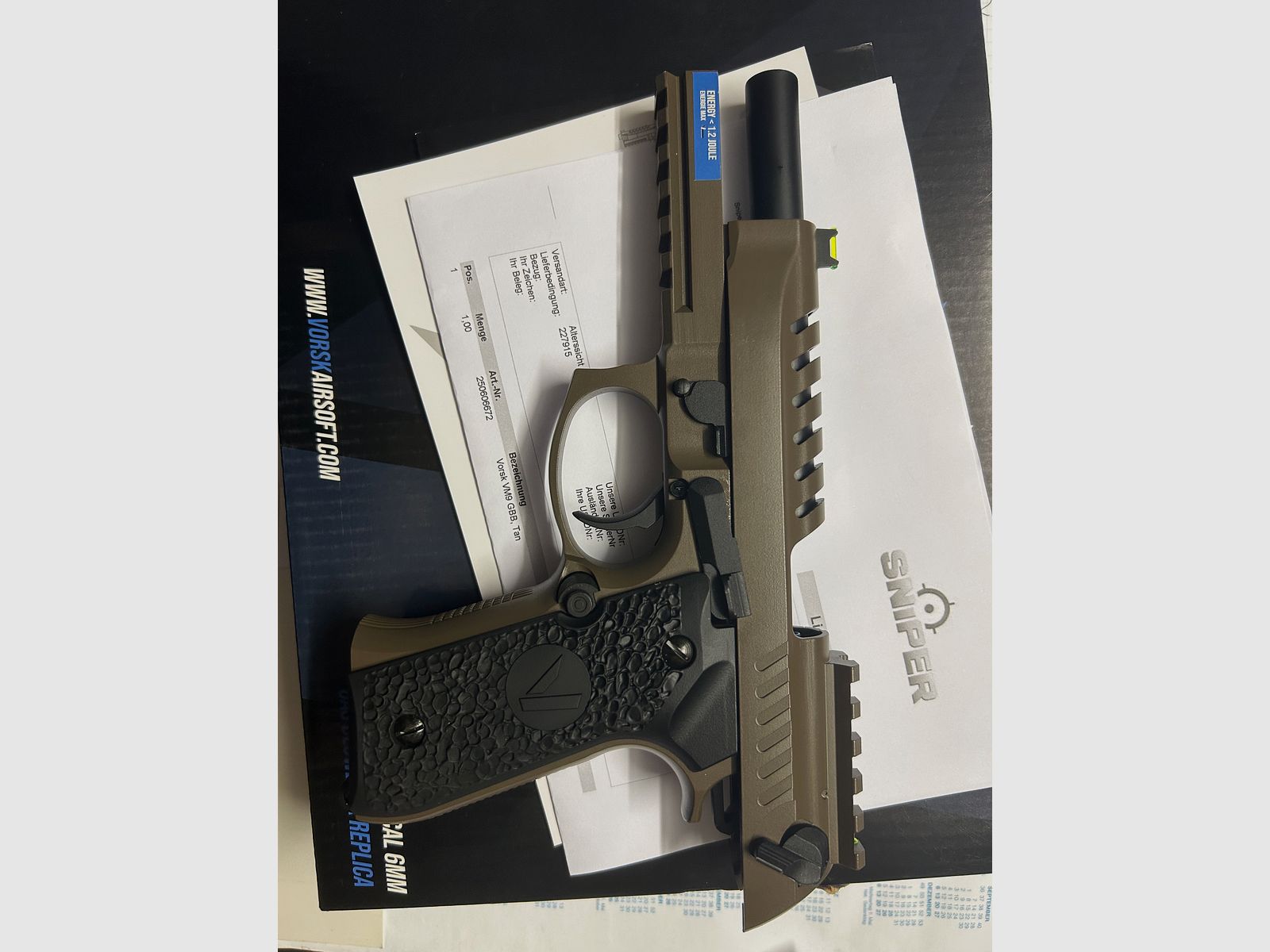 Vorsk VM9 Terre Sombre Airsoft GBB incl. Gaz 2x comme neuf