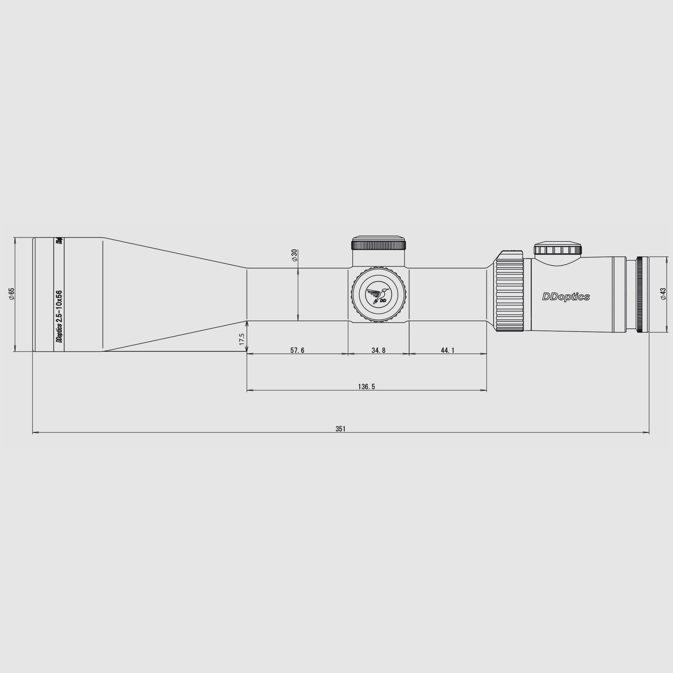 B-Ware DDoptics 442511111 Zielfernrohr Nighteagle Gen2 V4 2,5-10x56 A4 MOA V307