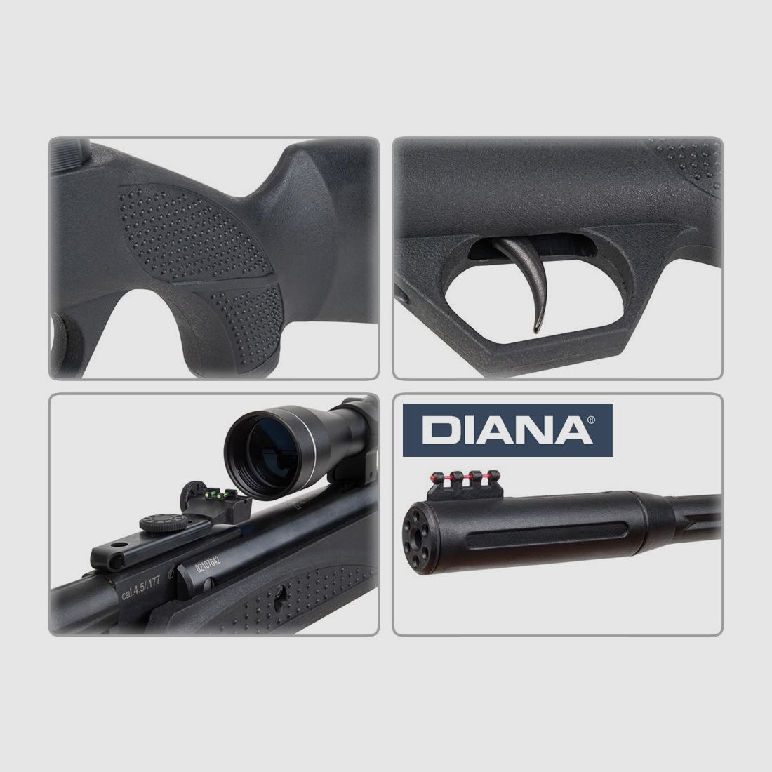 Kipplauf Luftgewehr Diana twenty-one FBB Fluted Bull Barrel TRUGLO Fiberoptik inklusive Zielfernrohr 4x32 Kaliber 4,5 mm (P18)