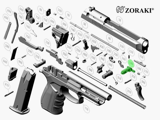 Sicherung fĂĽr Schreckschuss Pistole Zoraki 918, Ersatzteil