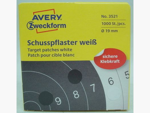 Schusspflaster weiss - 19mm