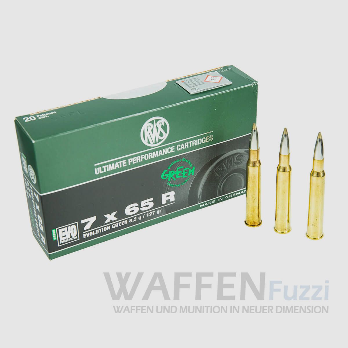 RWS Büchsenpatronen Kaliber 7x65R 127grs EVO GREEN