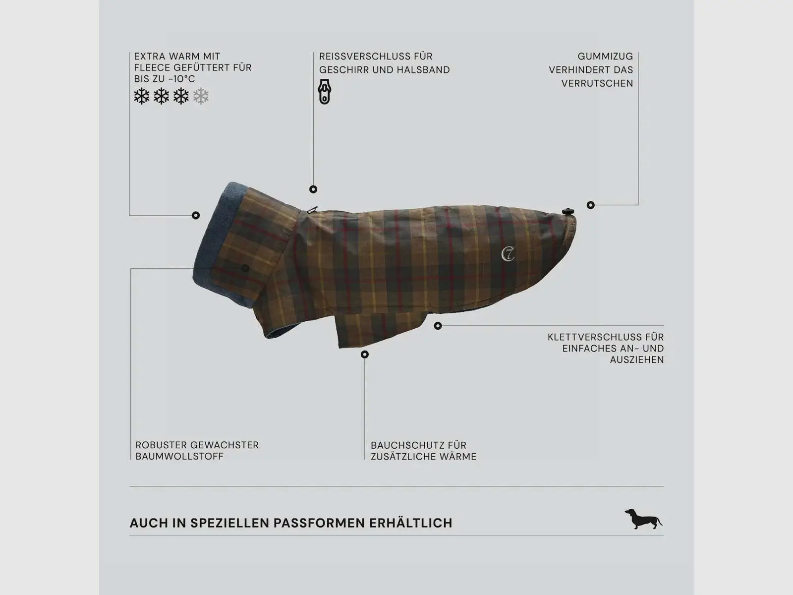 Hundemantel Dackel Brooklyn Waxed Tartan, Bild 4 von 9