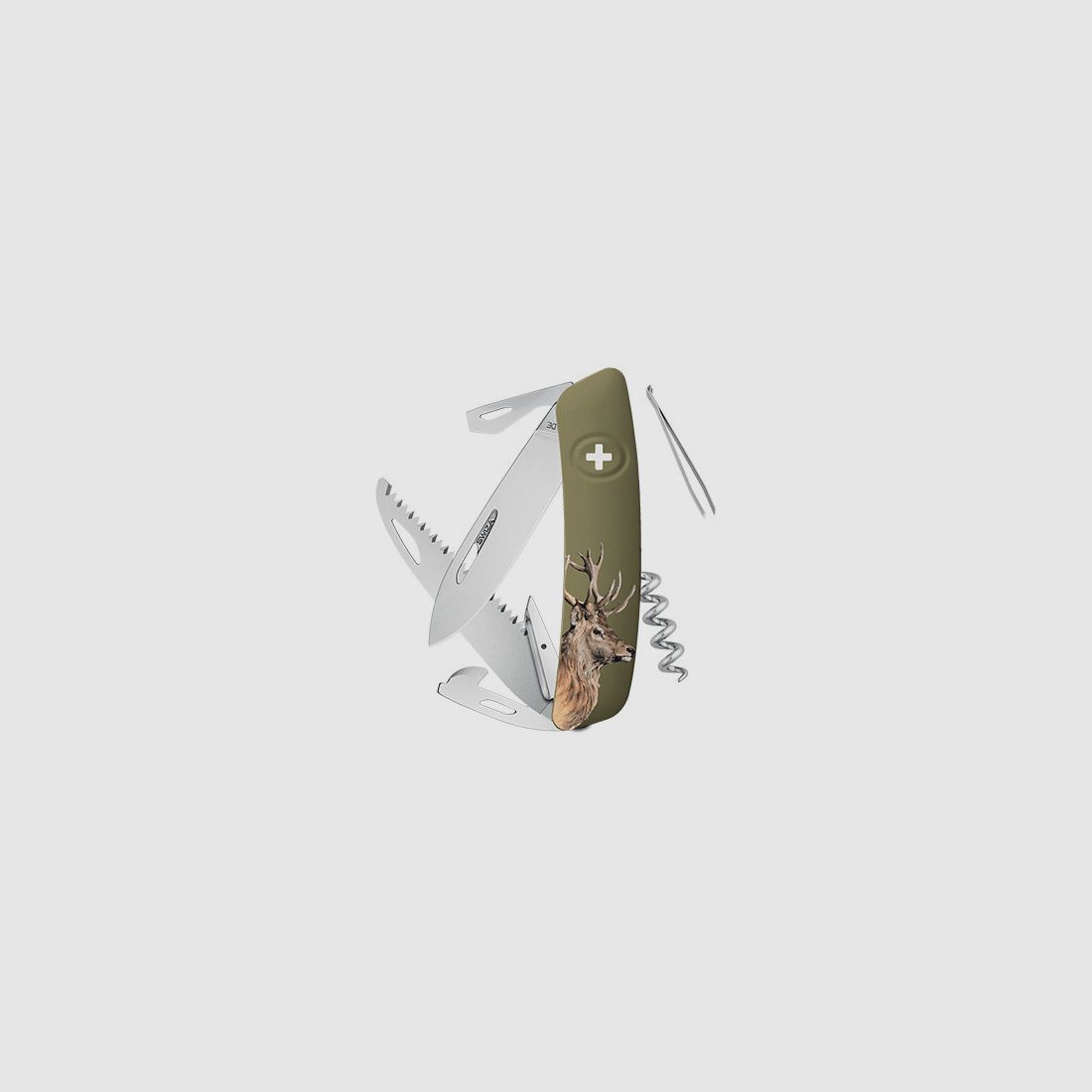 Cuchillo Suizo Swiza D05 Olive Impression Ciervo - ZD05CER, imagen 2 de 2