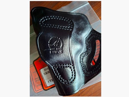 Fondina in pelle nera destra per RUGER GP100 / S&W K & L Frame Revolver + Weihrauch HW 357 Hunter 3