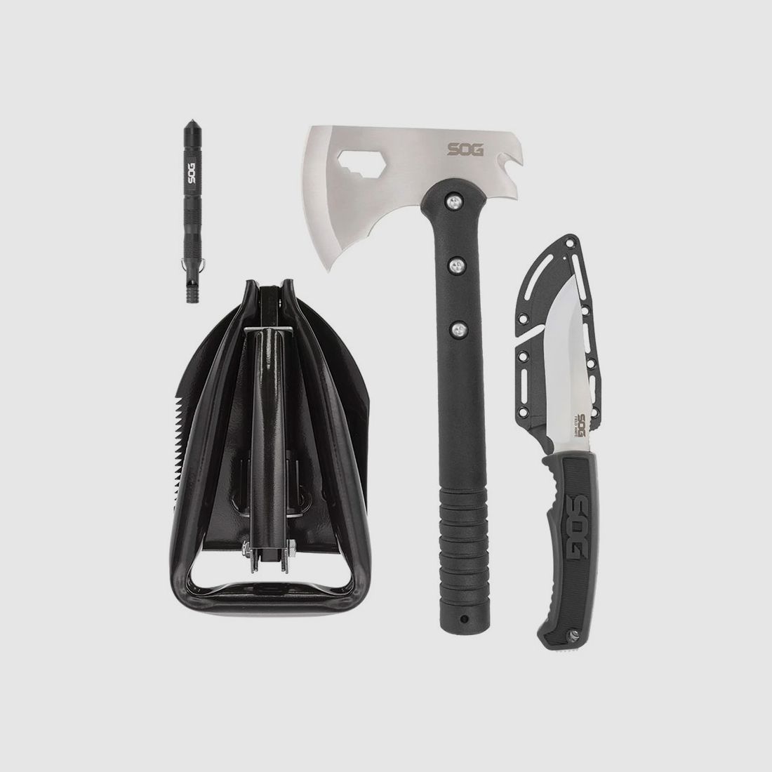 SOG – Camping-Set Schaufel | Axt | Messer | Multitool Feuerstarter | Ultimate Camping Kit, Bild 1 von 7