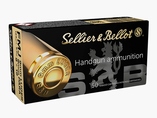 Sellier & Bellot 9 mm Luger Vollmantel 8,0g/124grs. 50 Patronen