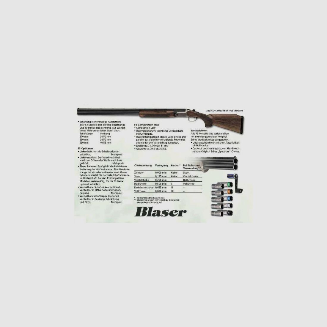 BLASER Bockdoppelflinte Sport Mod. F3 Comp Standard 12/76 - 20/76 - 28/70