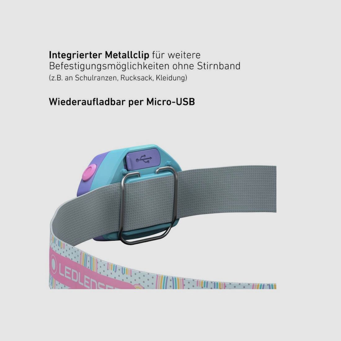 Ledlenser 502536 Kinder Stirnlampe KIDLED4R lila 40 Lumen