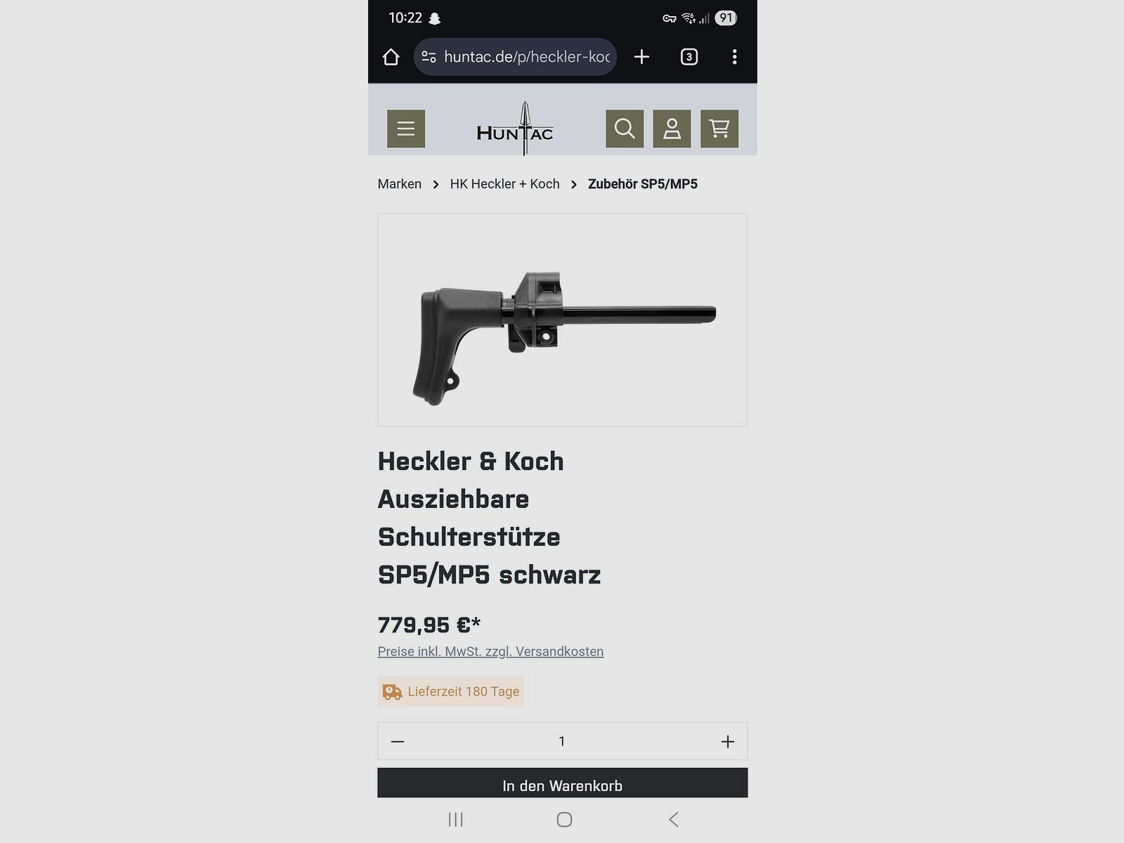 Heckler & Koch HK MP5 SP5 Push Stock Original [Available Immediately]