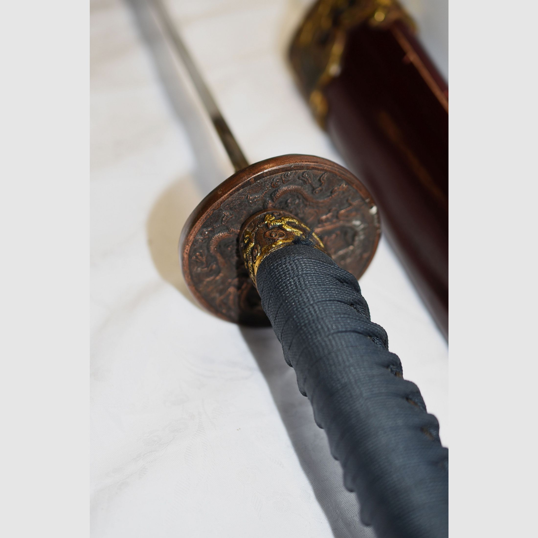 épée japonaise, katana, nagamaki, gravure 99999 sur la lame