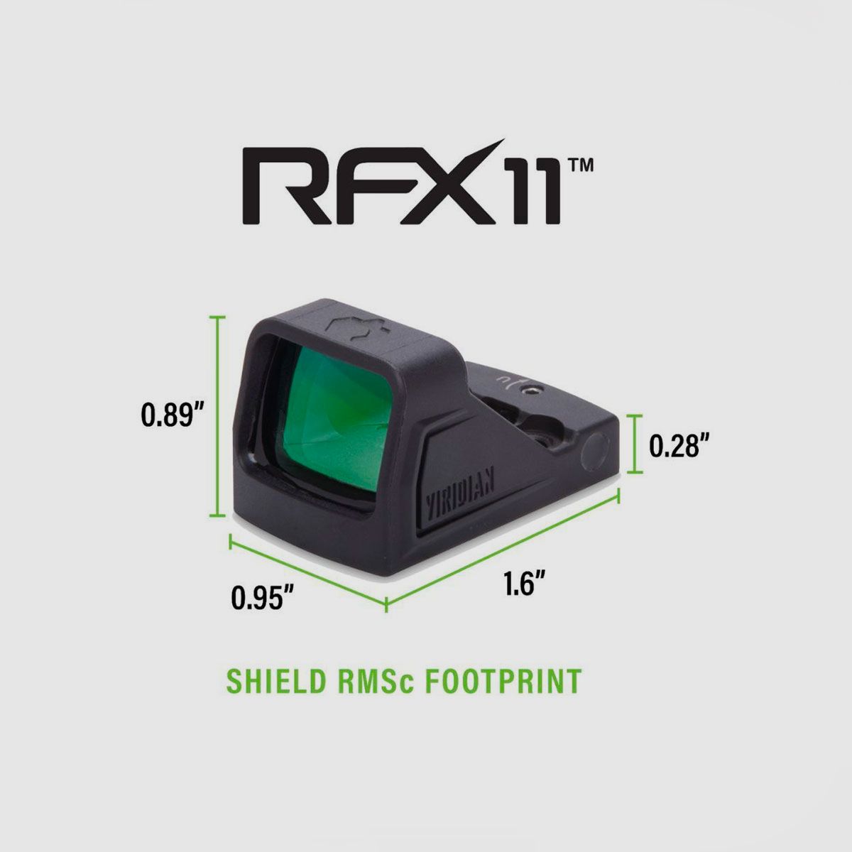RED DOT – VIRIDIAN OPTICS – RFX11 CUSTOM GREEN DOT REFLEX SIGHT FOR WALTHER PDP & WMP | Shield RMSc Footprint | 3 MOA, image 8 of 11