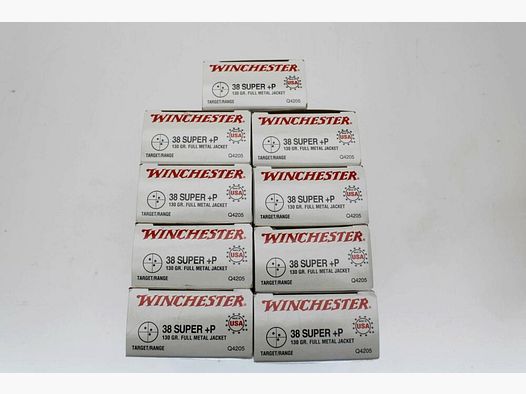 450 schoten Winchester .38 Super +P met 130grs. FMJ 9x50 verpakking