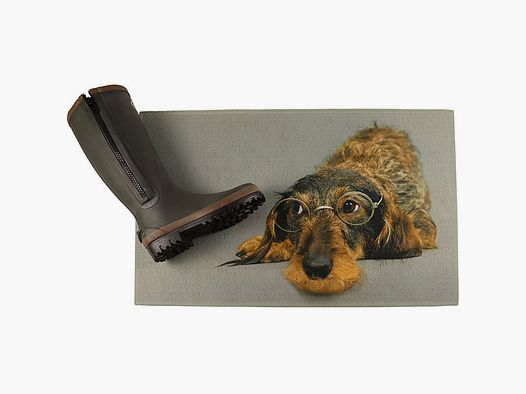 AKAH Fußmatte Dackel mit Brille 75 x 50 cm
