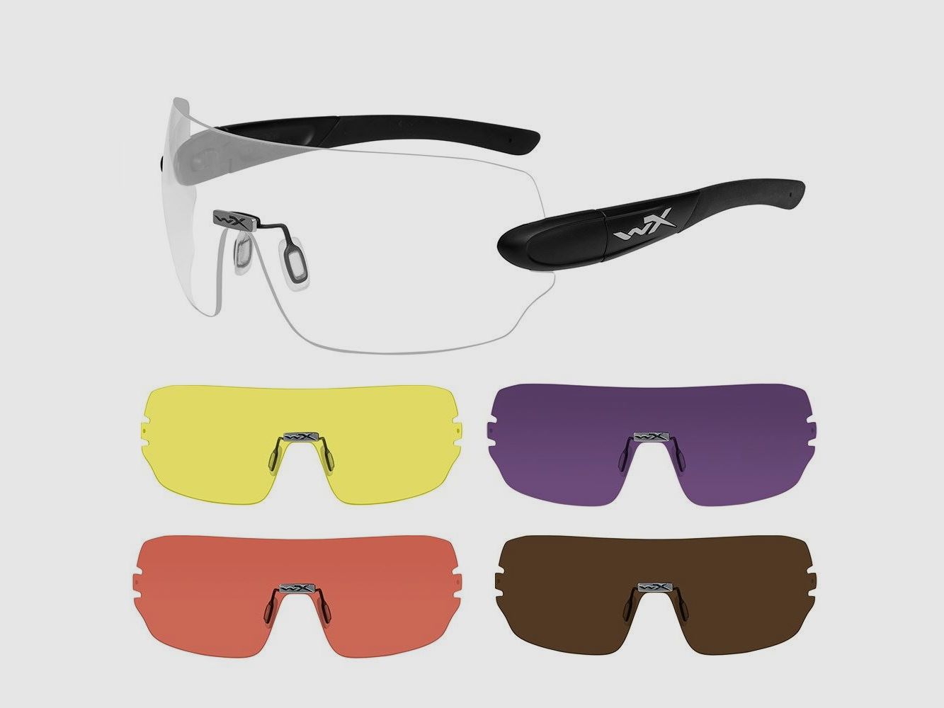 WILEY X DETECTION protective glasses, black/yellow/orange/violet/copper