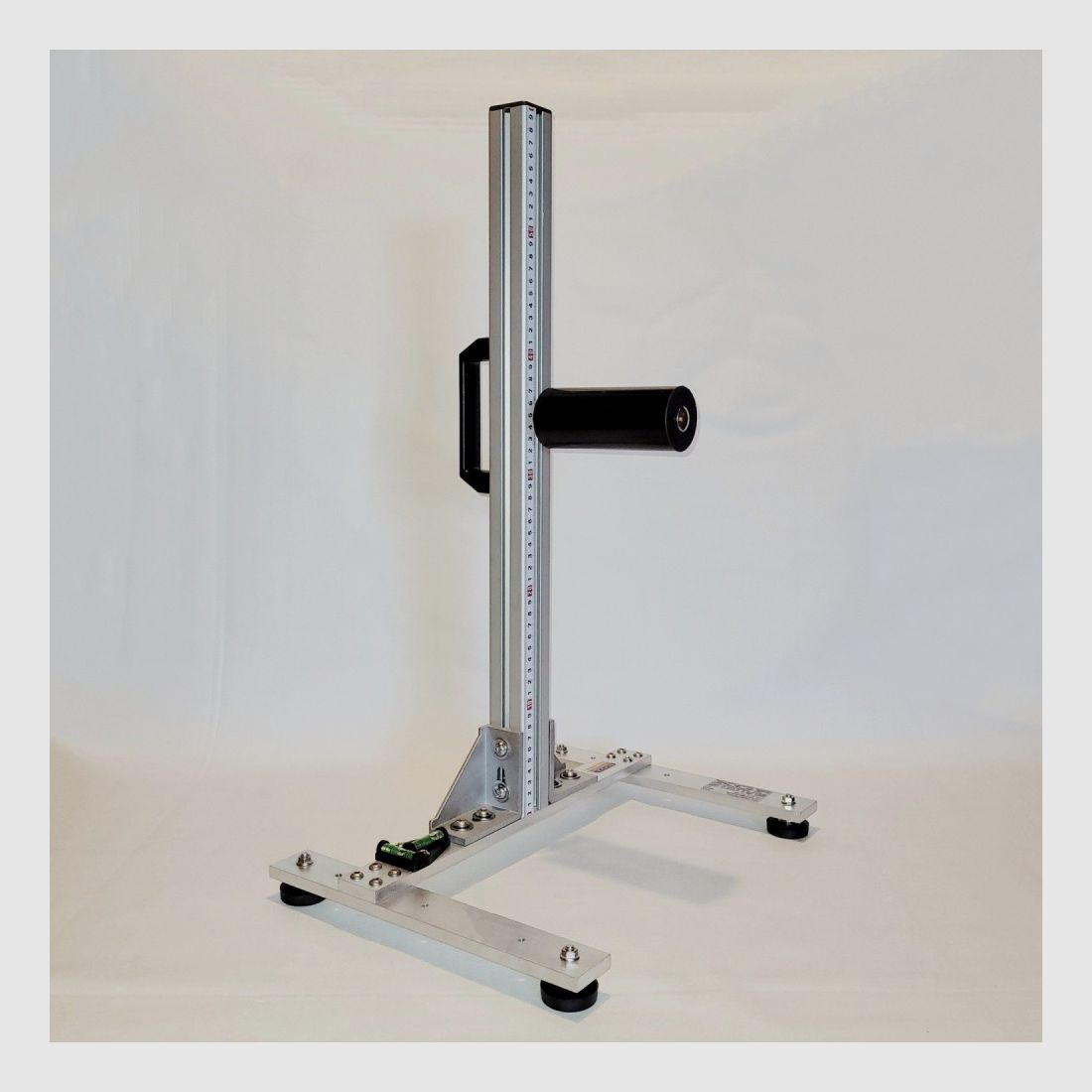 KGF Auflagestativ - Auflageständer Alu H-600-Pro mit Buchenholz-Auflage, Waage, Griff und Maßband
