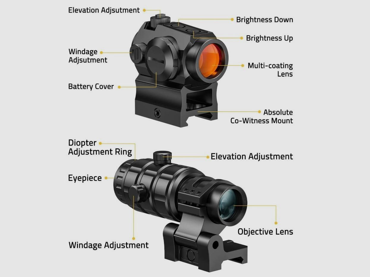 CVLIFE Jackal Howl Rotpunktvisier & 3X Vergrößerungskombination Neuware/Garantie
