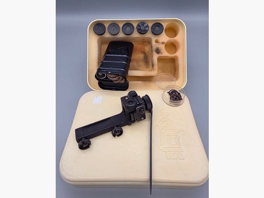 Très beau dioptre Haenel avec accessoires dans la boîte d'origine Suhl Mod. M150 KK Gewehr