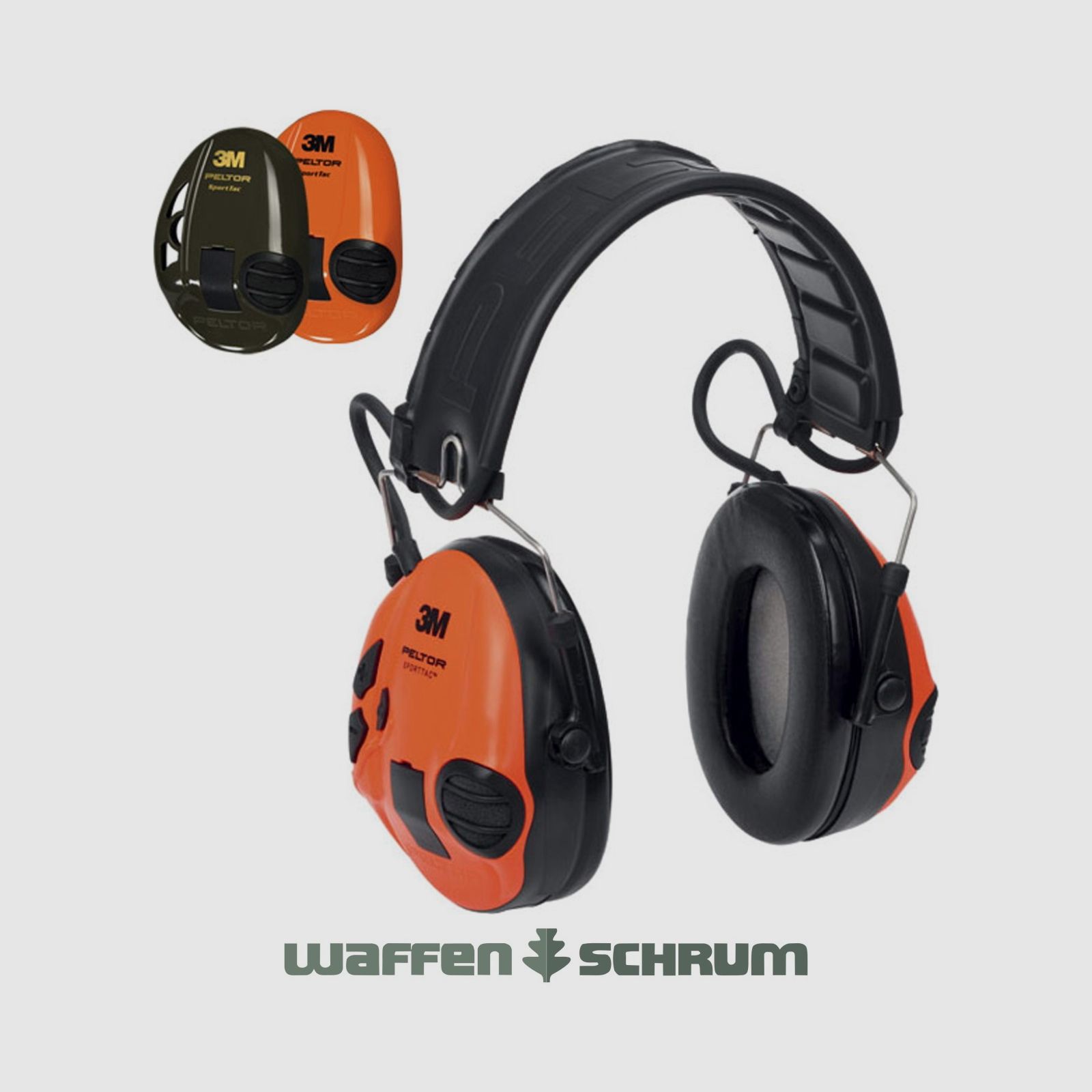 3M Peltor Hearing Protection SportTac Analog Green - Changeable Shells in Orange