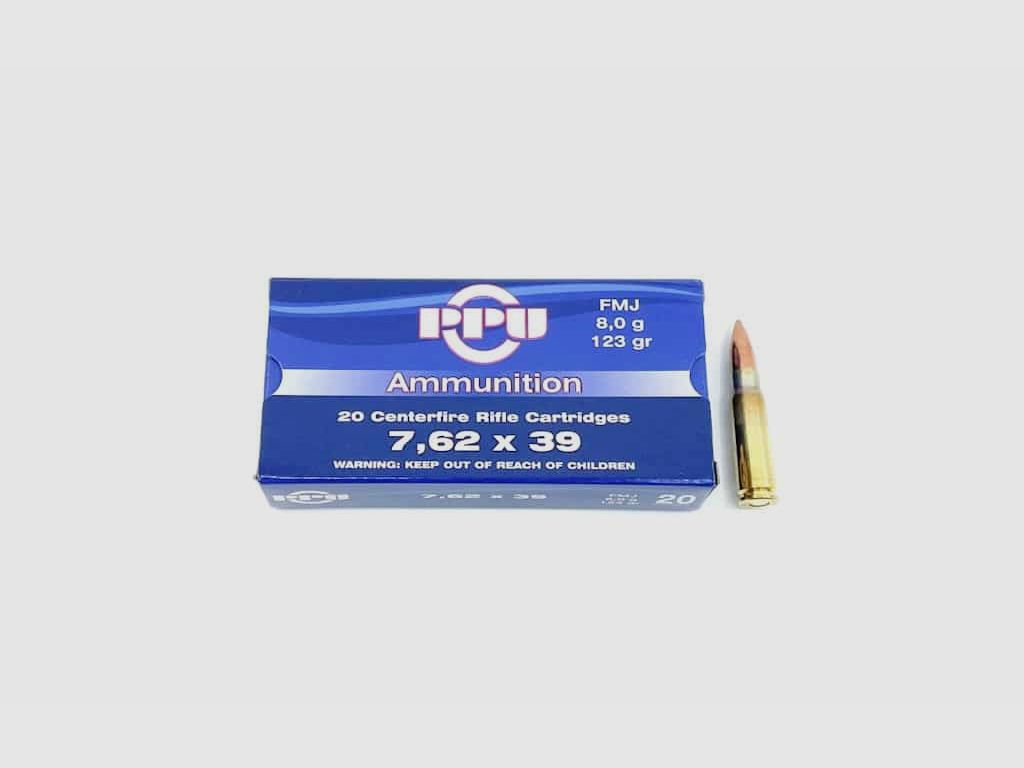 7.62×39 PPU FMJ 123grs. / 8.0g