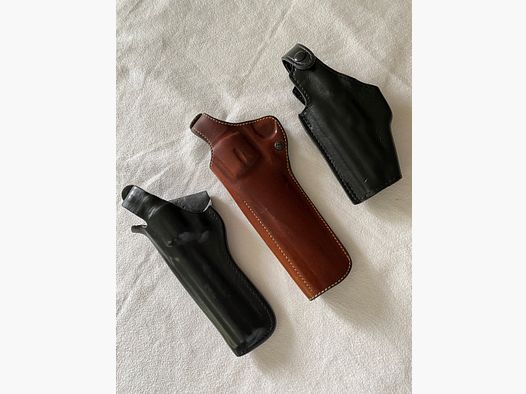 3 étuis en cuir Colt Phyton, Sig Sauer, Glock 19 gauche