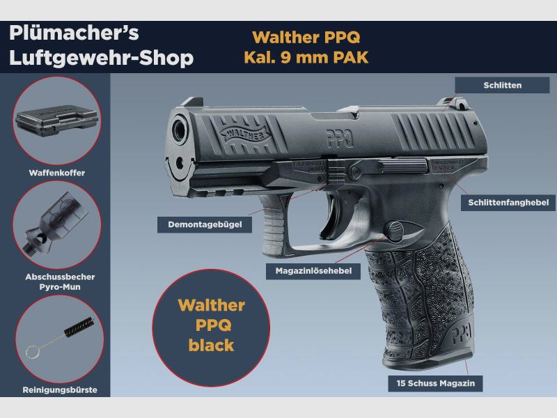 Schreckschusspistole Walther PPQ im Kaliber 9 mm PA