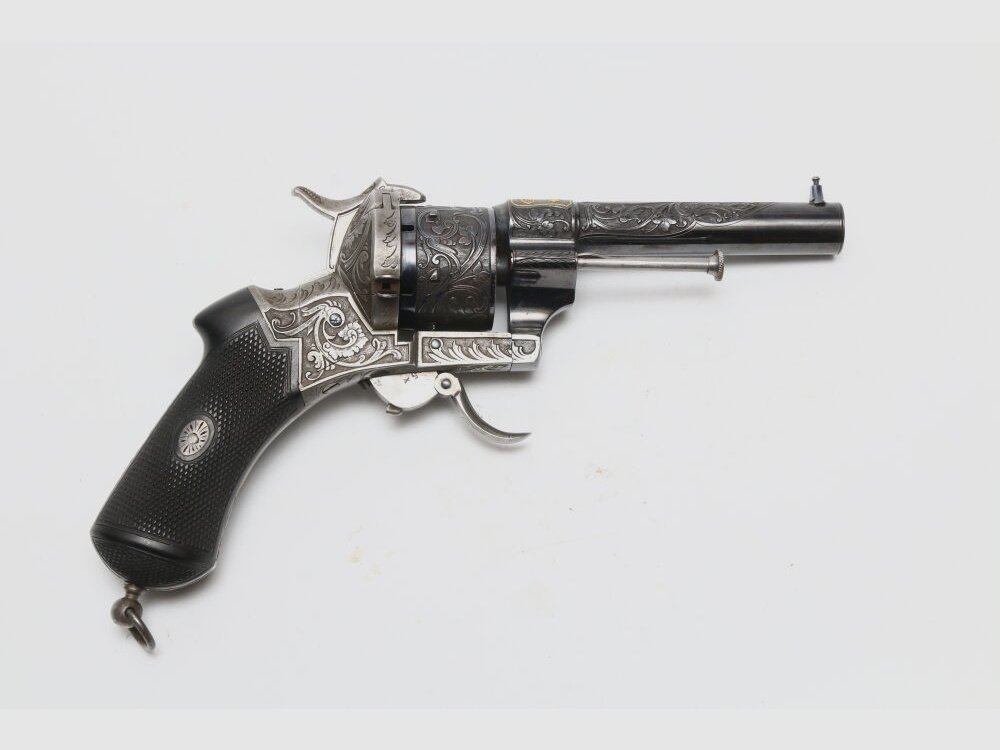 Lefaucheux Revolver Rarität mit passender Schatulle Vollgravur Stiftfeuer