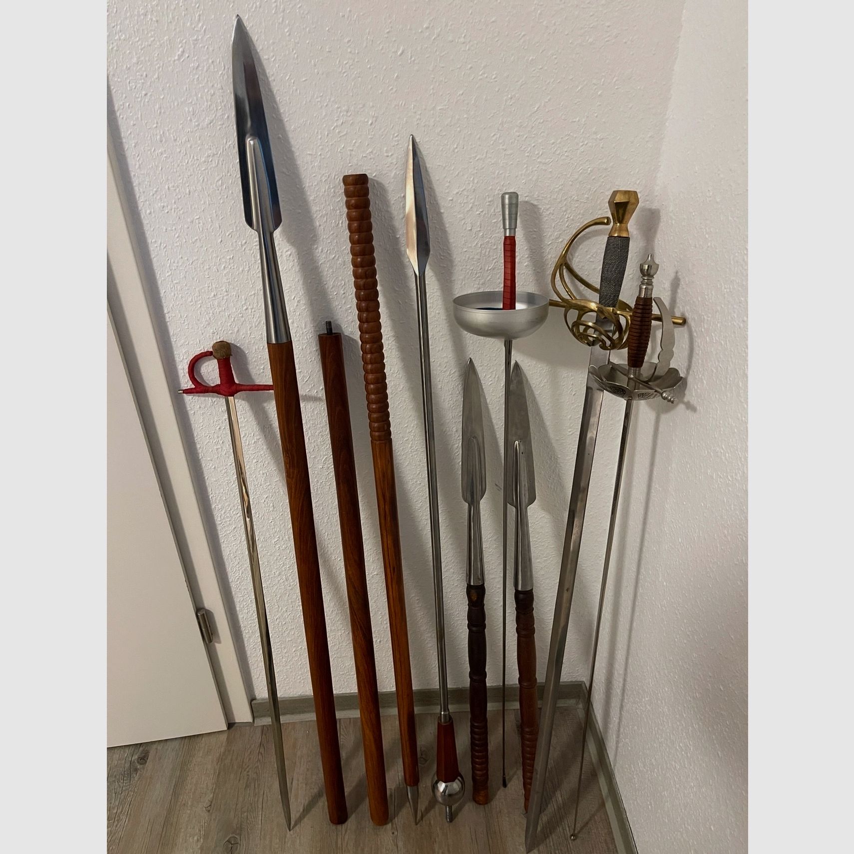 Collection of sword, spear,