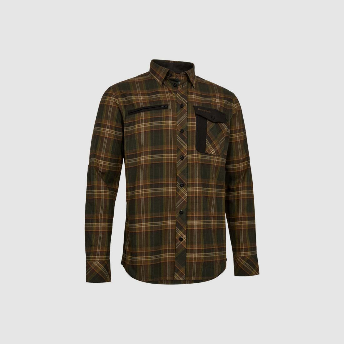 Bennett checkered shirt green with suede details, image 1 of 5