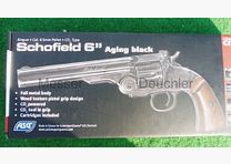 GSG Pistolas Deportivas Alemanas Schofield Revólver de 6' Envejecido negro
