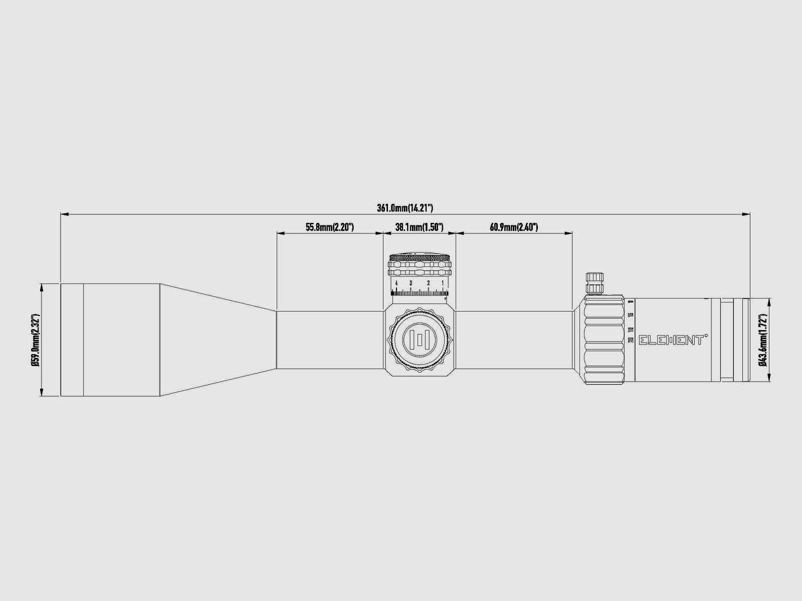Element Optic Nexus 5-20x50 FFP1 APR1C MRAD telescopio de rifle / Rifle Scope