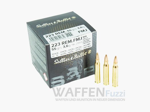 S&B .223 Rem. Vollmantel Büchsenpatronen 55gr. 100 Schuss