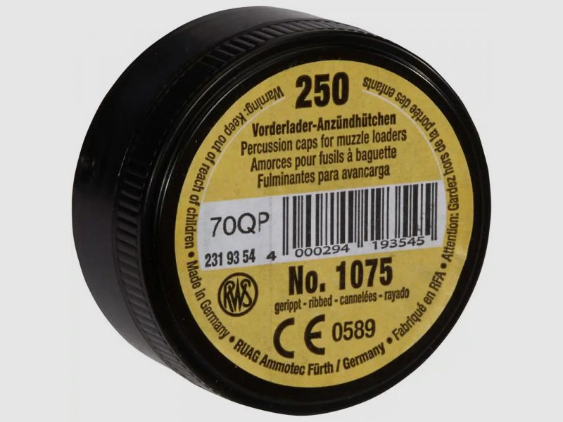 RWS ZÜNDHÜTCHEN - GERIPPT - 4,47 MM #1075 - 250 STÜCK