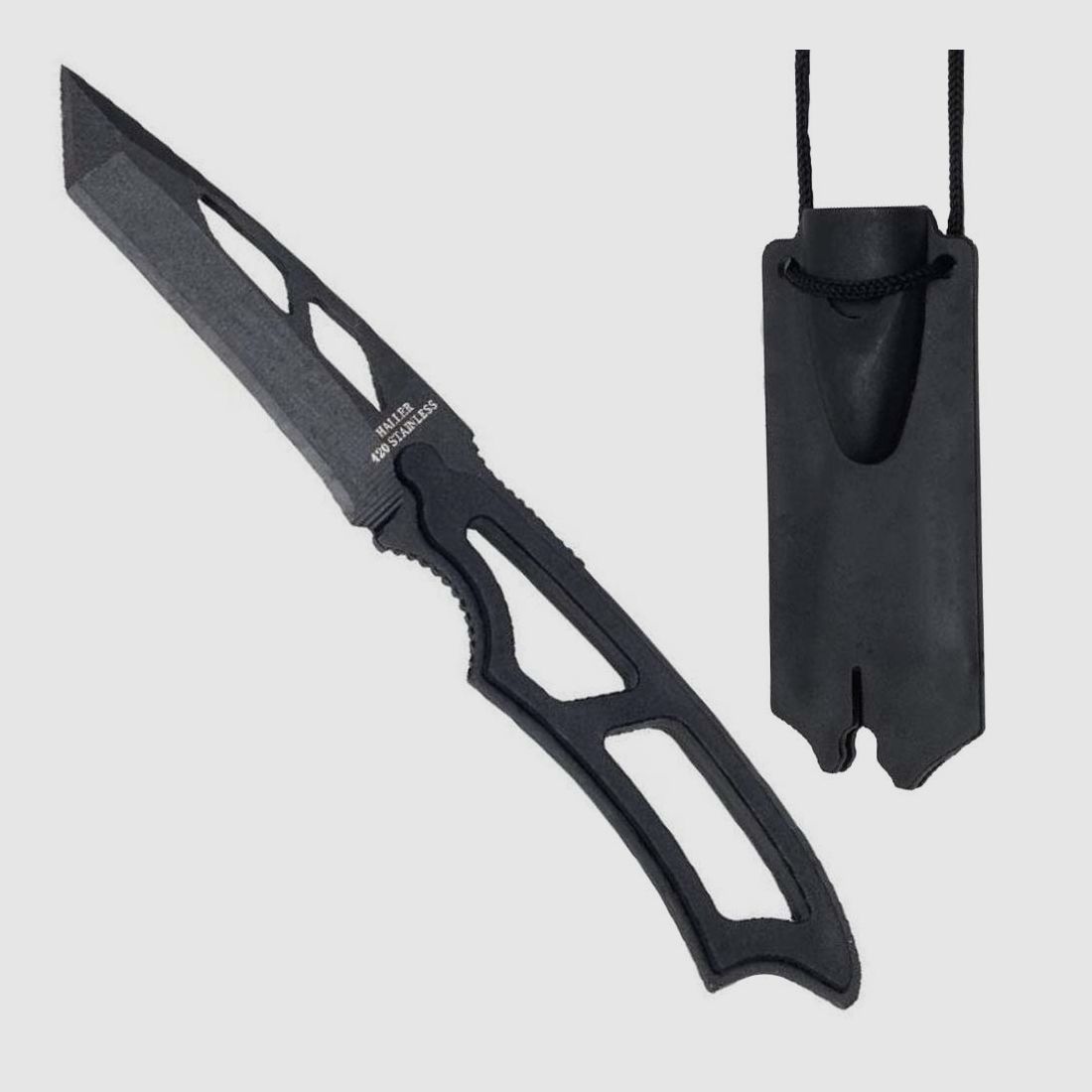 Neck knife with tanto blade