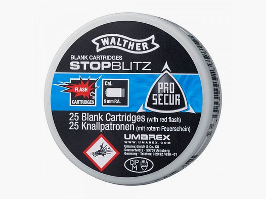 WALTHER STOP-BLITZ PATRONEN - 9MM P.A.K.. - 25 SCHOTEN
