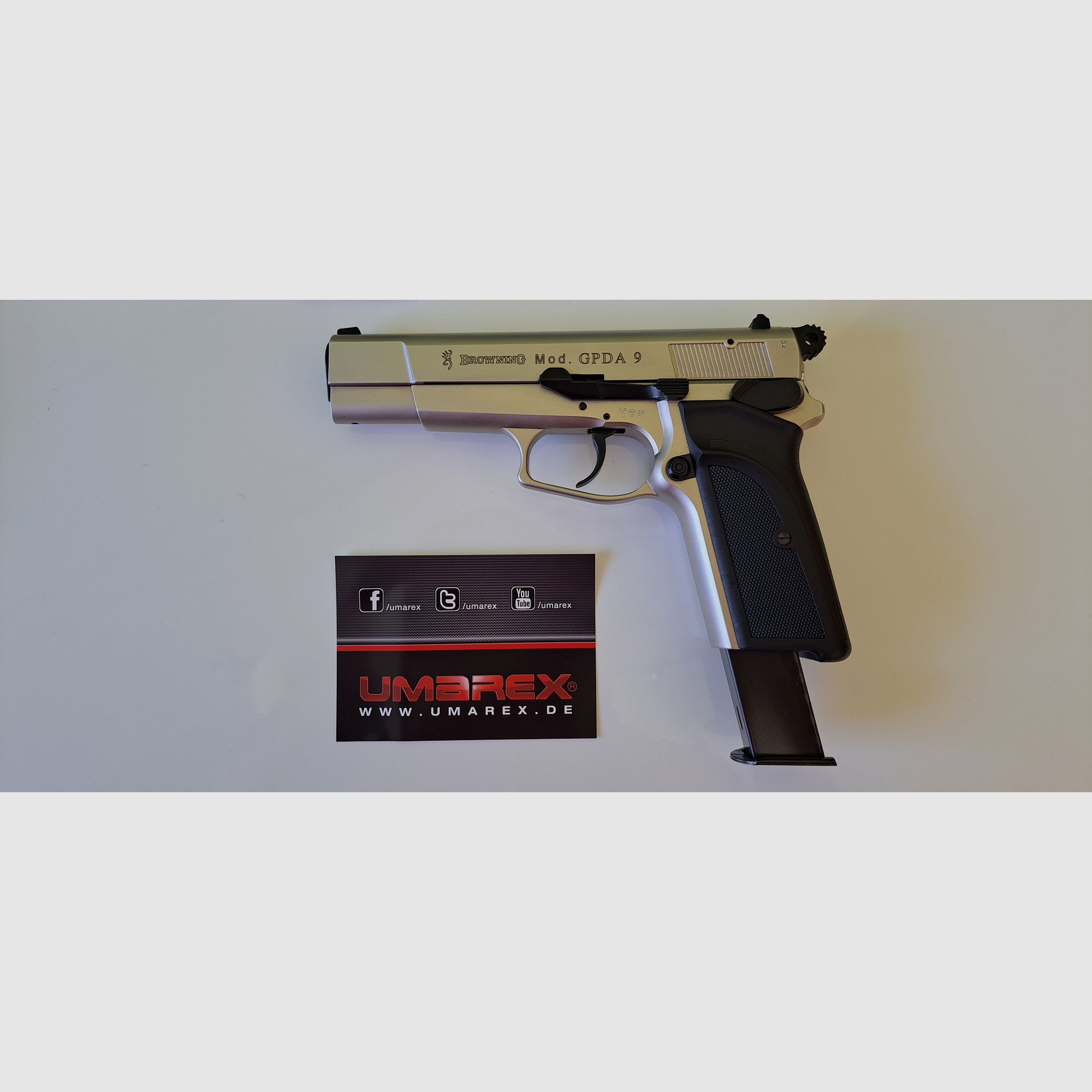 Browning GPDA 9, nickel, Umarex blank firing pistol
