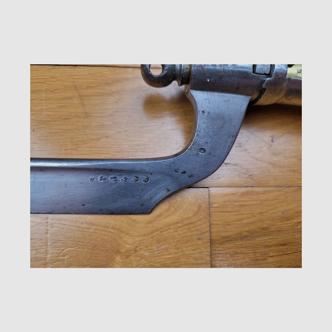 Rare baïonnette « Poncharra » 1er modèle – carabine de tirailleurs 1837 – une des + rares baïonnettes françaises fourreau(!) Excellent état, image 5 sur 24