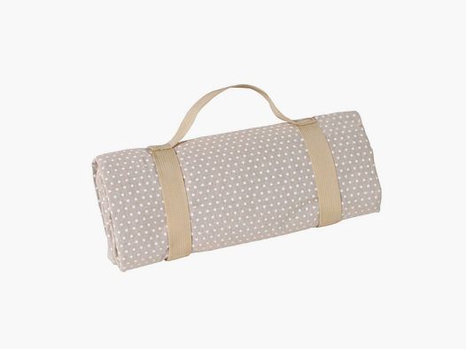 Lovergreen Picknickmotief tafelkleed NP33-XL beige met witte stippen