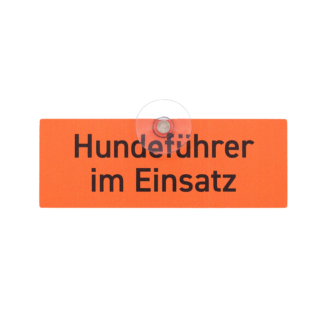 Autoschild mit Saugnapf "Hundeführer im Einsatz"