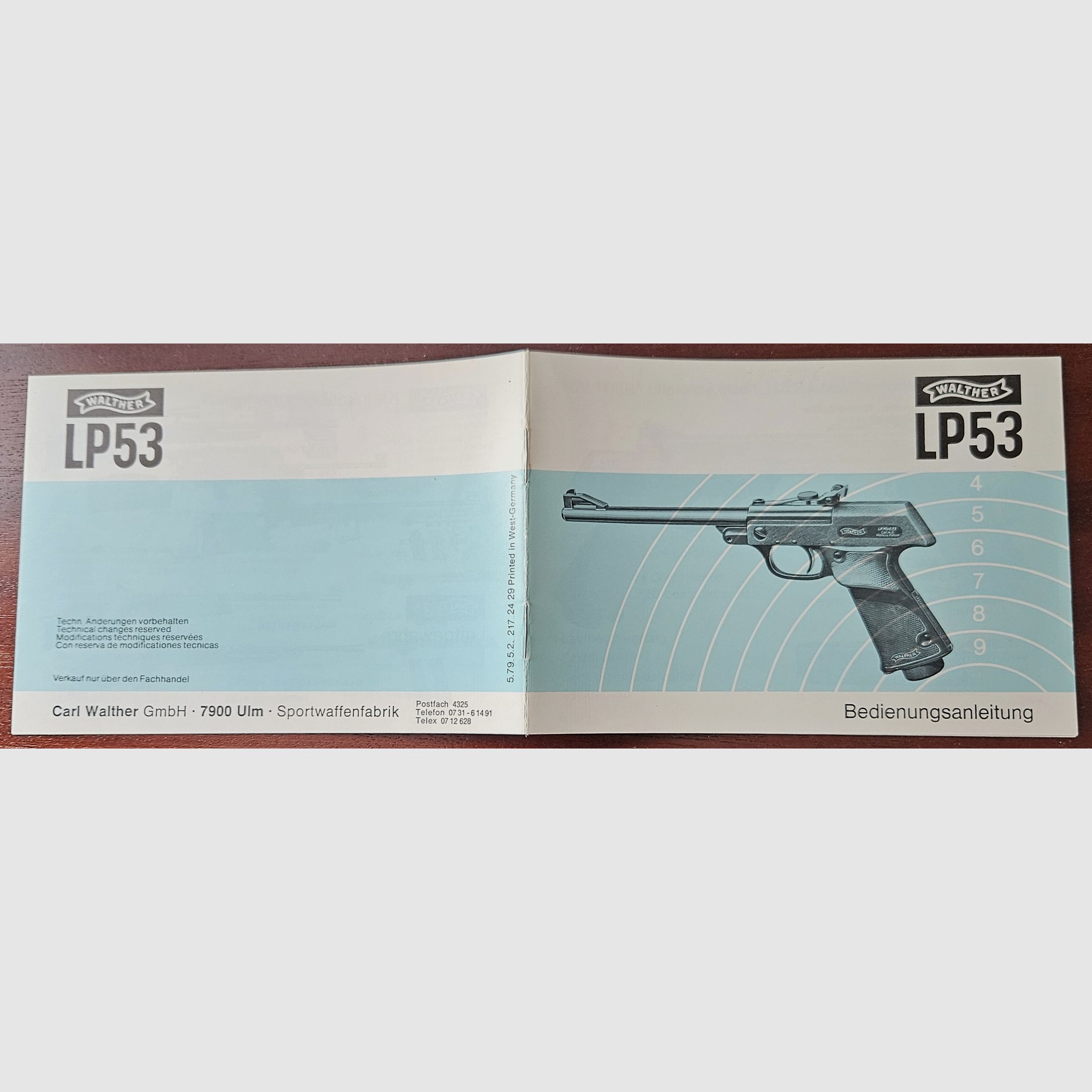 Manuale originale d'uso della Walther Luftpistole 53, immagine 1 di 2