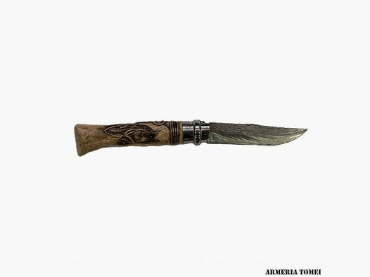 NÓŻ – OPINEL – N.9 WĘGLOWY Z WZOREM – KOŃ – RĘCZNIE WYKONANY