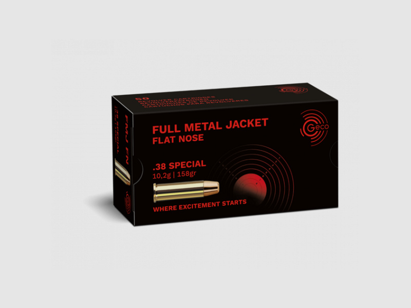 GECO .38SPECIAL FMJ-FN - VOLLMANTELFLACHKOPF - 158GRS / 10,2 G - 50 SCHUSS