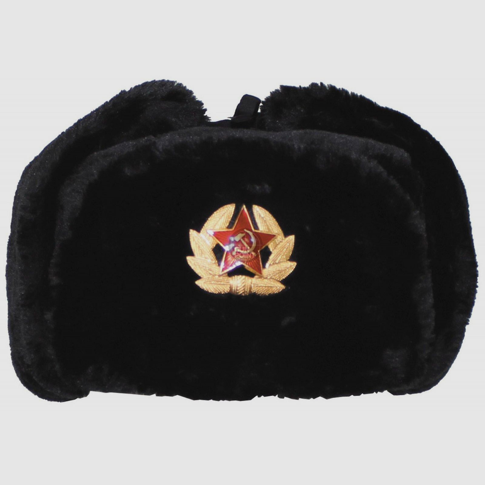 Russian fur hats, black, with insignia