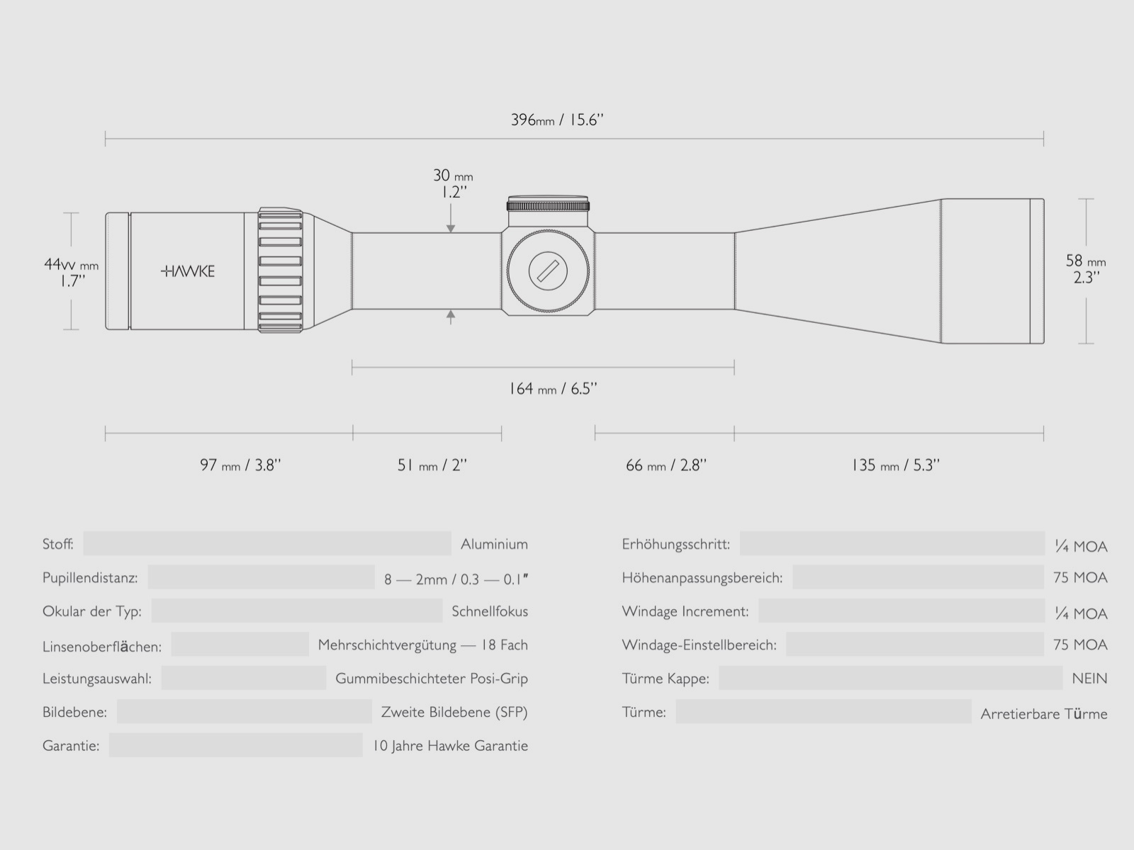 HAWKE 16361 Mira telescópica ENDURANCE 30 WA SF 6-24x50 223/308 IR