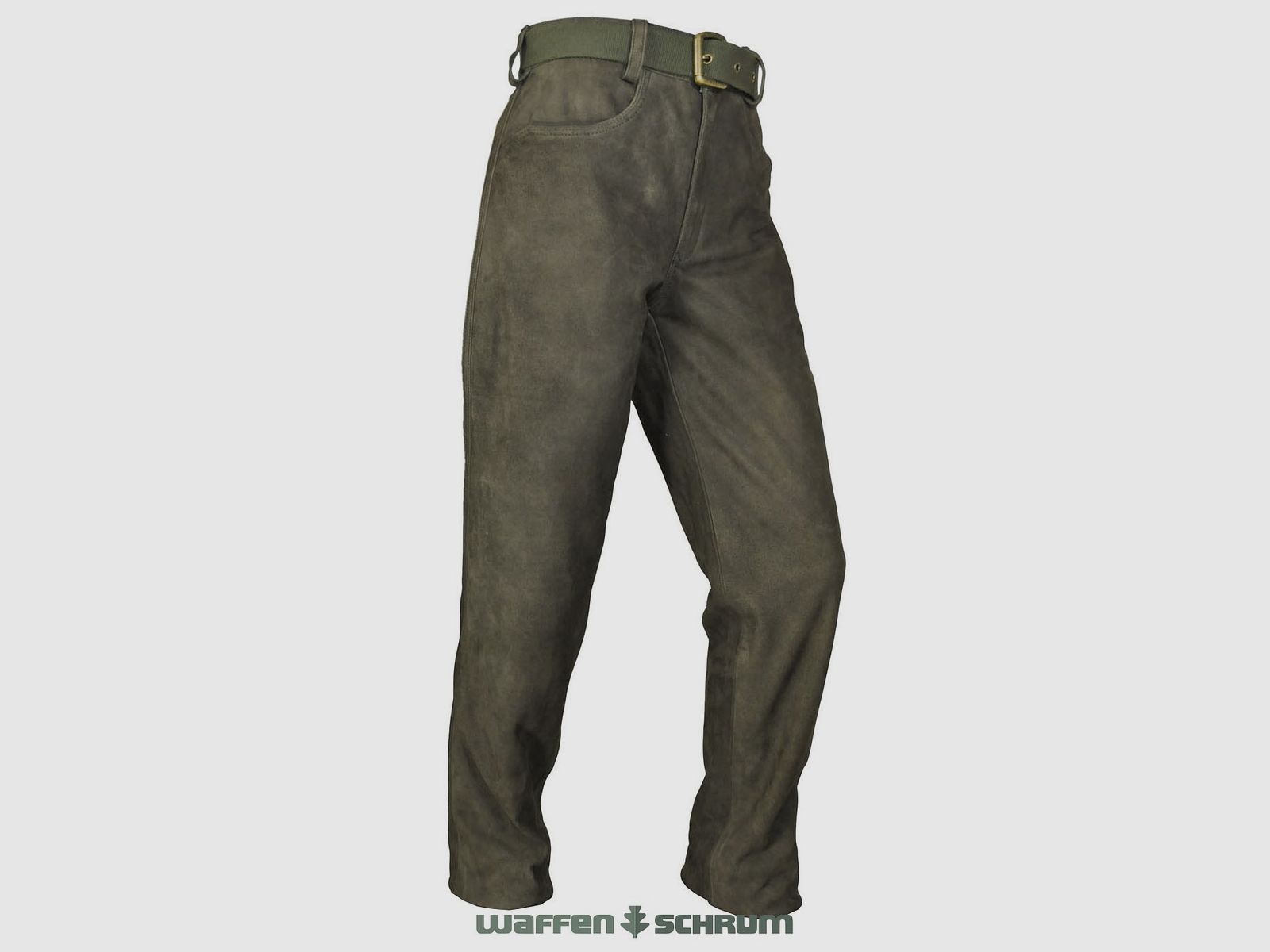 Hubertus Lederhose Schmalreh Dunkel-oliv