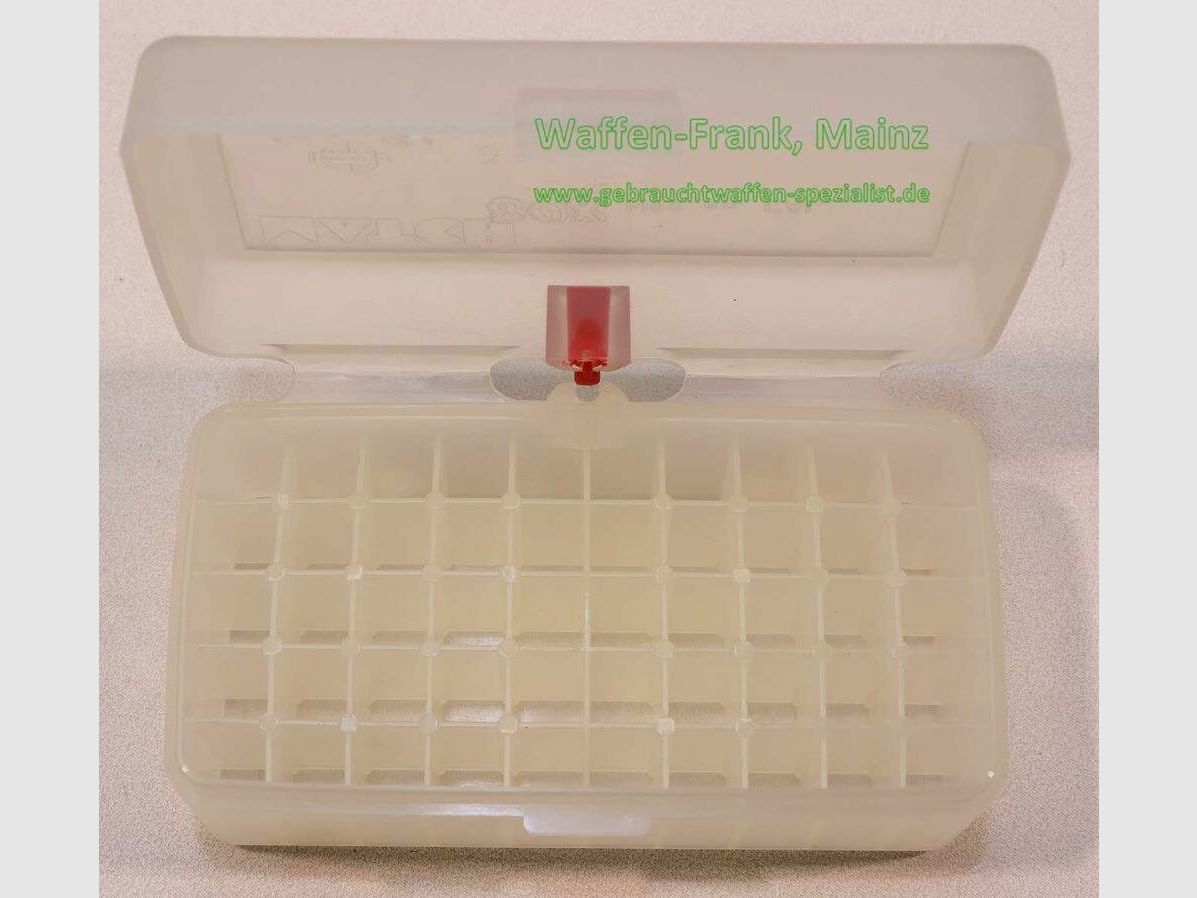 Svizzera - Fabbricante sconosciuto scatola per cartucce trasparente .38 / .357