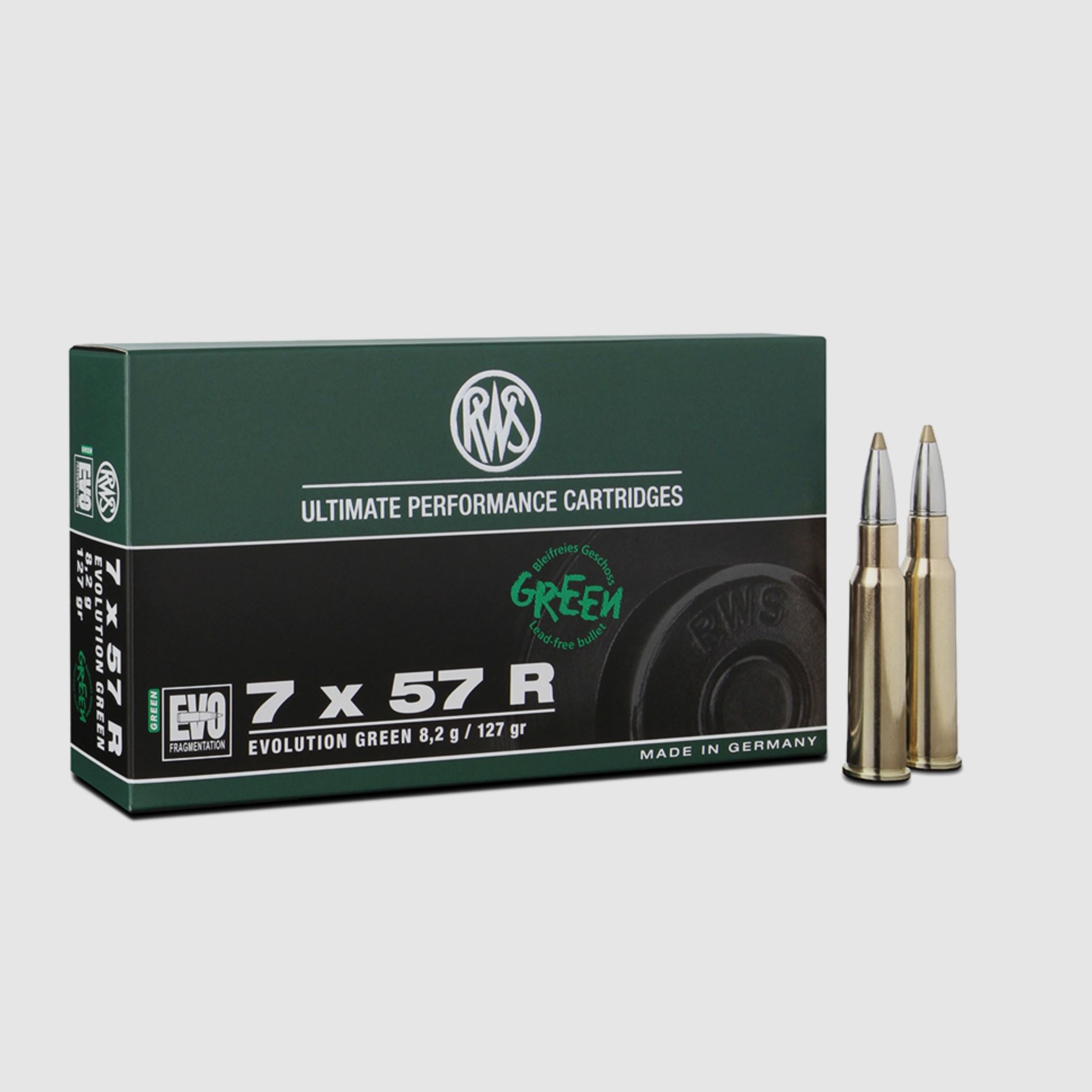 RWS 2318544 7x57 R Evo Green 8,2g/127grs. Bleifrei Büchsenmunition