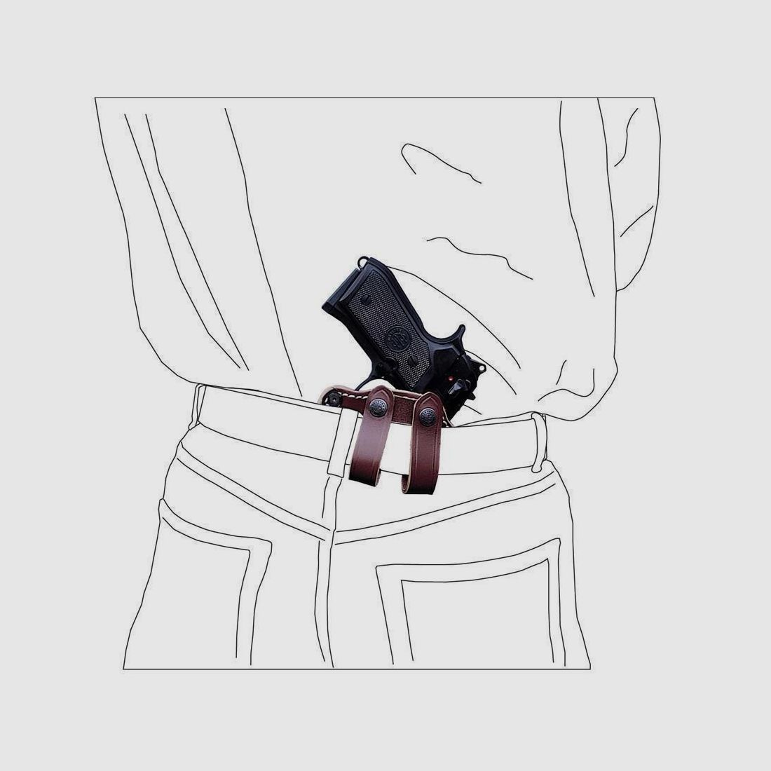 Innenholster mit Gürtelschlaufen Beretta 92/96/98/Brigadier, Taurus PT92/99/100/101, Zoraki 918 Rechtshänder