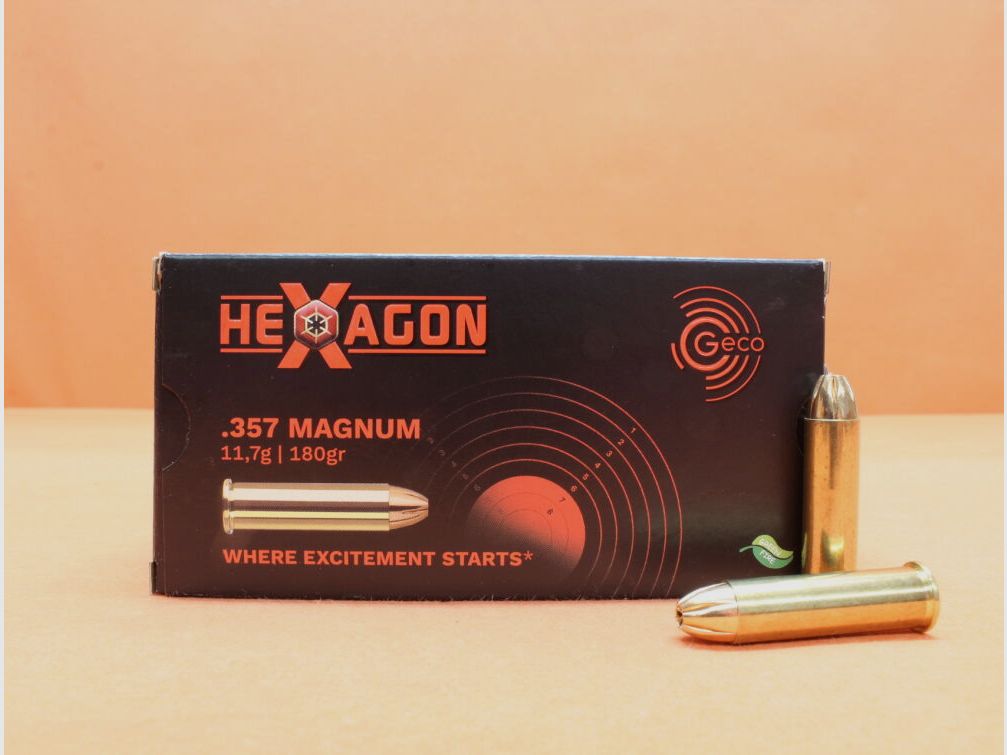 GECO Patrone .357Mag GECO 180grs HEXAGON (2319117) VE 50 Patronen (SuperClean-Schadstoffarm)/ 11,7g Hohlspitz-Scheibengeschoß