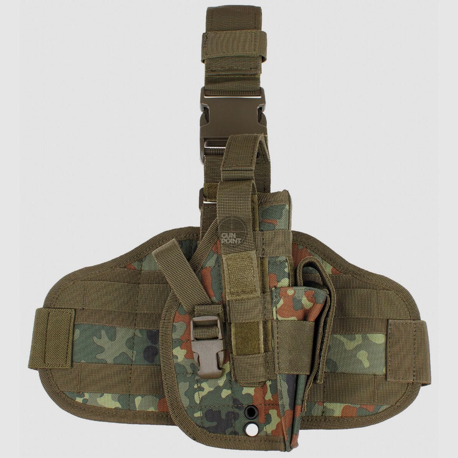 Pistolenbeinholster, MOLLE",rechts, flecktarn"